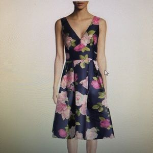 Eliza J Pleated Floral Fit & Flare Dress